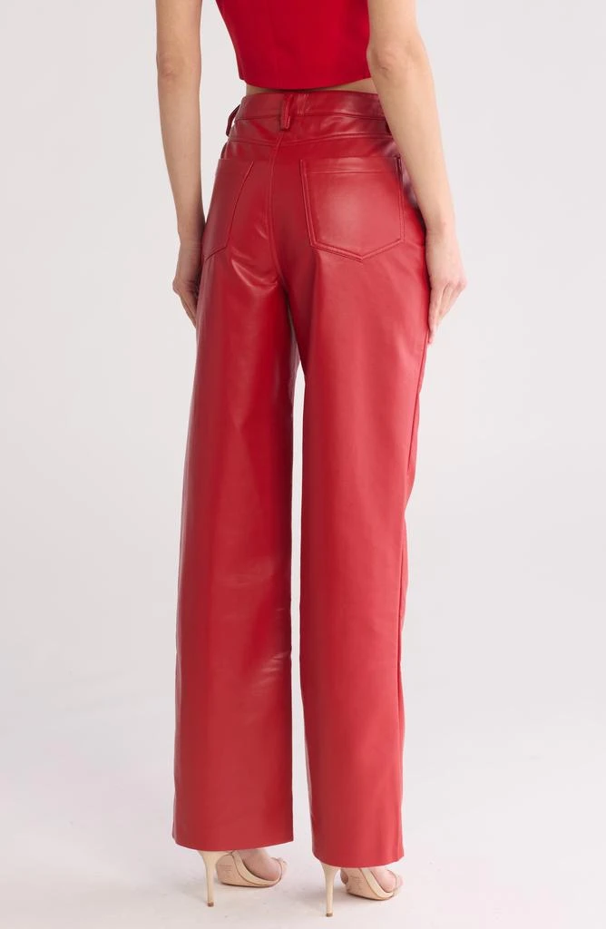 Wayf High Waist Faux Leather Straight Leg Pants 2