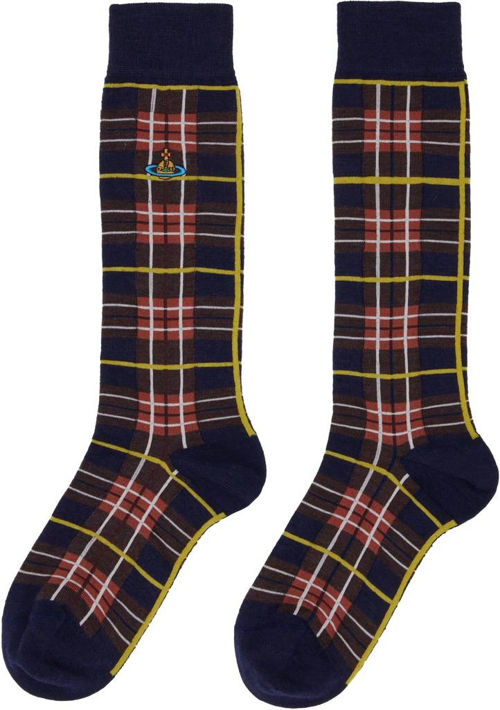 Vivienne Westwood Navy Tartan Socks 2