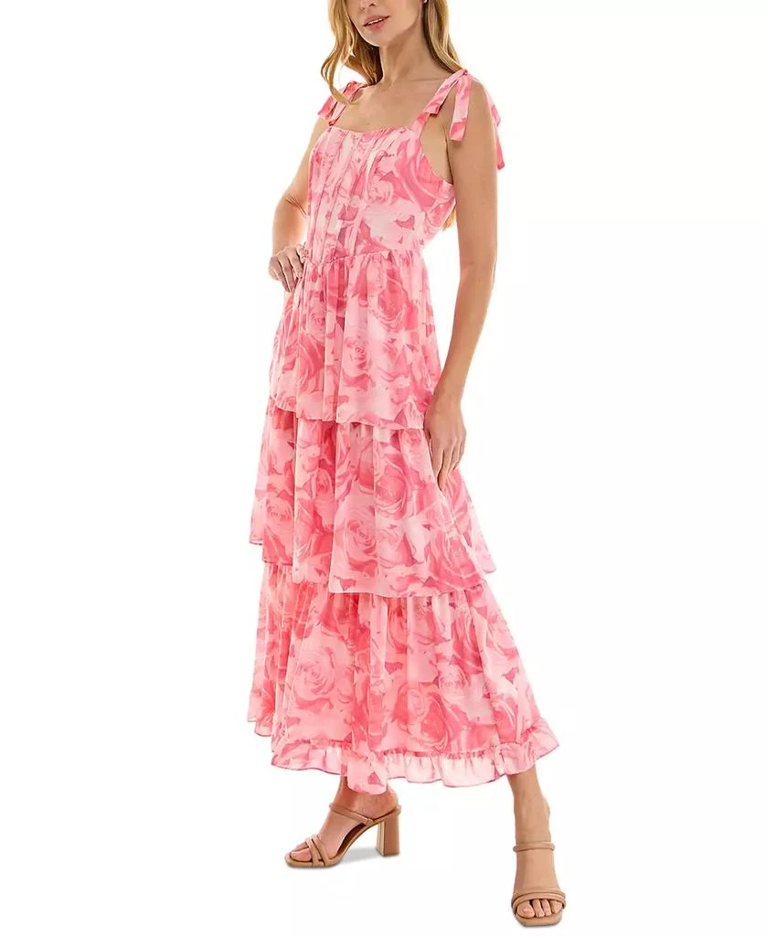 Crystal Doll Juniors' Tie-Shoulder Tiered Chiffon Maxi Dress 3
