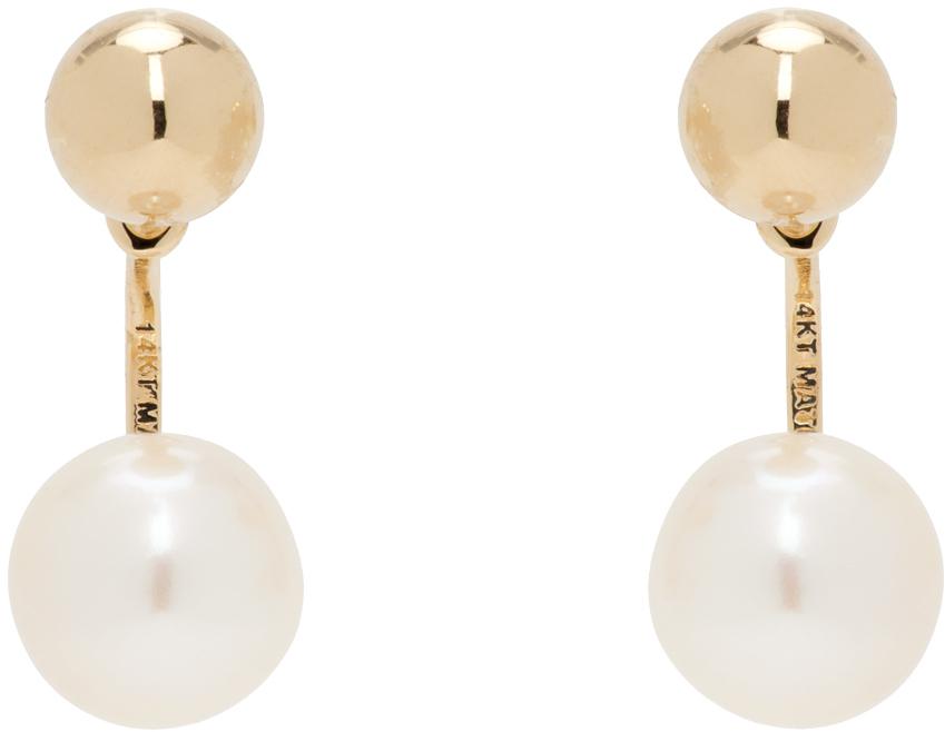 MATEO Gold Ball Pearl Drop Earrings
