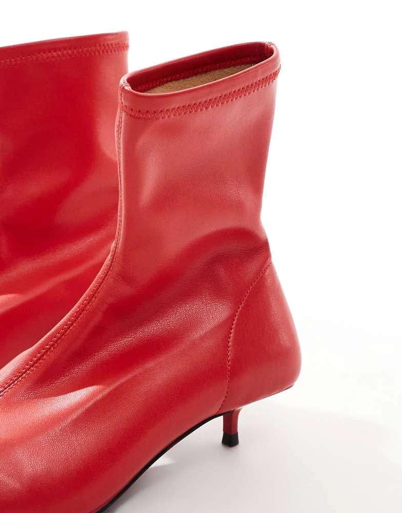 ASOS ASOS DESIGN Rhiannon extreme kitten heel sock boots in red 3