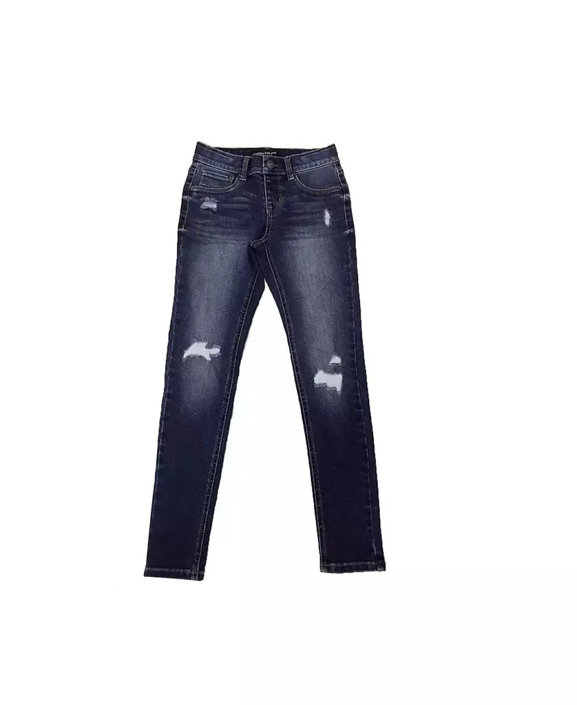 Imperial Star Big Girls Destructed Denim Dark Wash Skinny Jeans 3