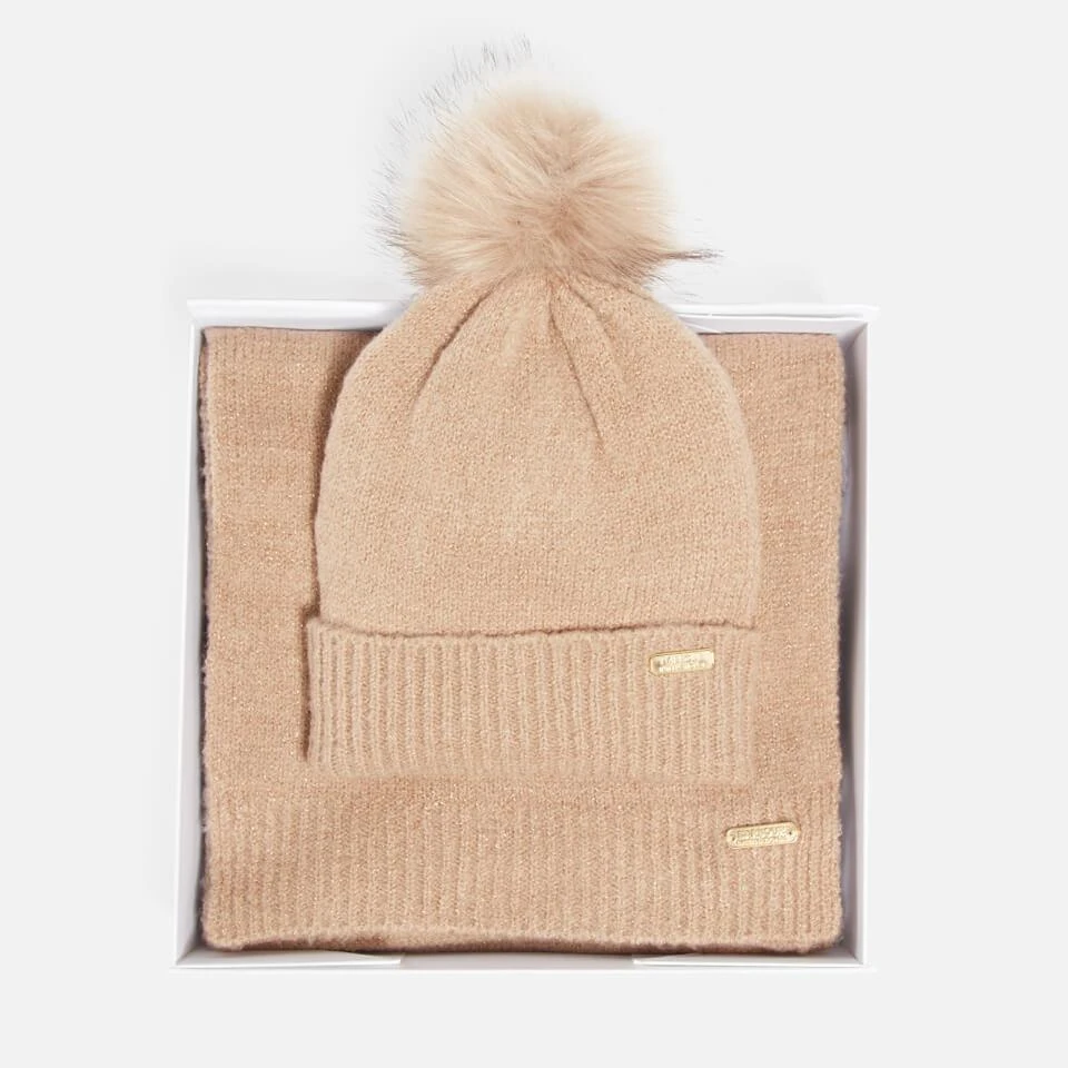 Barbour Barbour International Sparkle Knit Beanie And Scarf Set