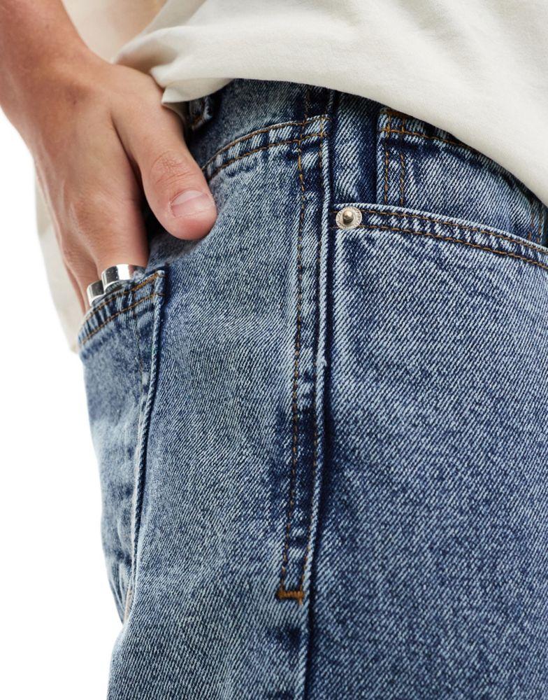 Don't Think Twice DTT rigid slim fit jeans in light blue acid wash