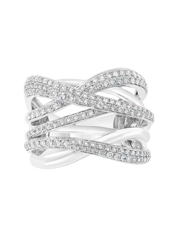 Effy 14K White Gold & 1.03 TCW Diamond Multi Strand Criss Cross Ring 2