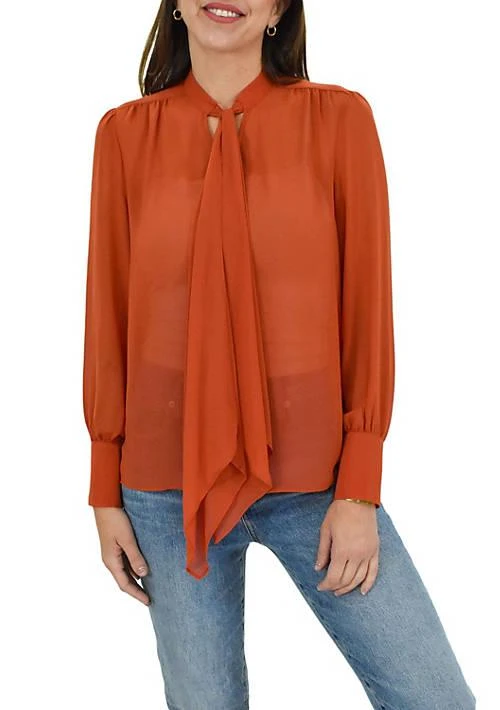 DR2 by Daniel Rainn By Daniel Rainn Bow Tie Long Sleeve Blouse 1