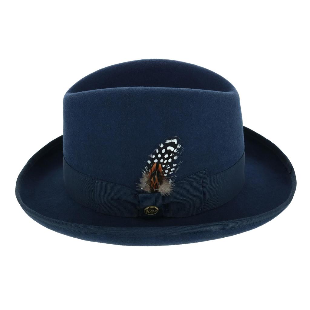 Epoch Hats Company Men's Wool Felt Homburg Godfather Hat with Feather