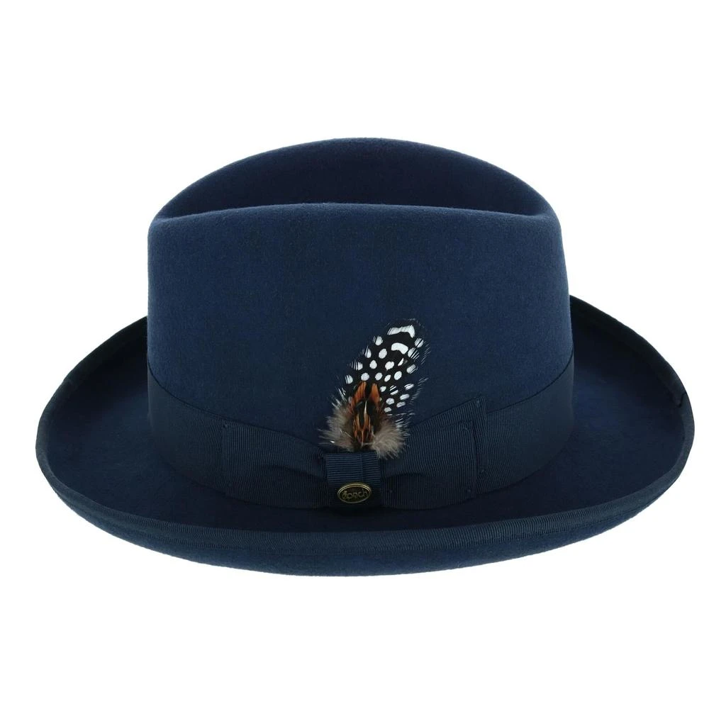 Epoch Hats Company Men's Wool Felt Homburg Godfather Hat with Feather 2