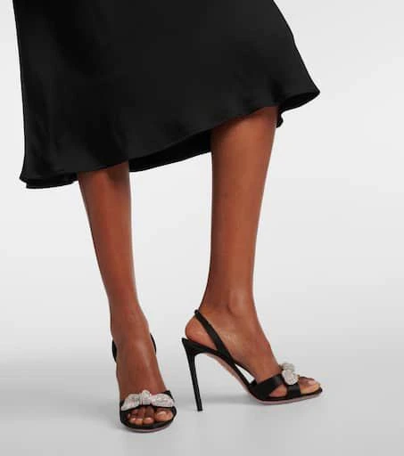 Aquazzura Very Bow Tie 105 embellished satin sandals 7