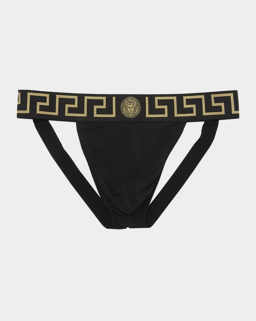 Versace Men's Greek Key Organic Cotton Stretch Jock Strap 1