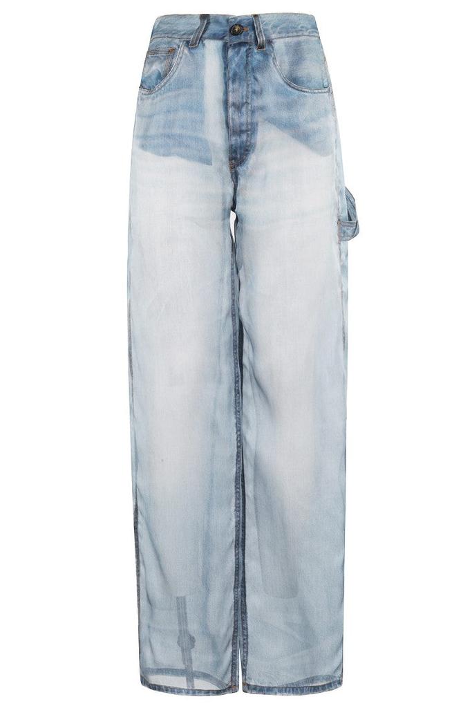 HAIKURE Wide Leg Denim Print Silk Pants