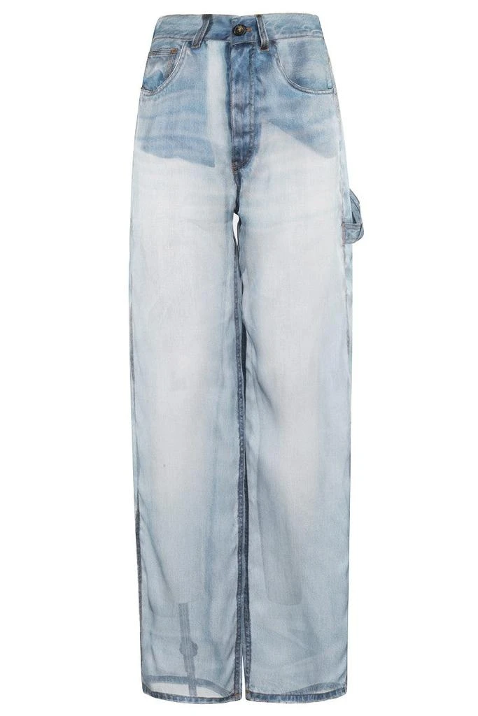 HAIKURE Wide Leg Denim Print Silk Pants 1