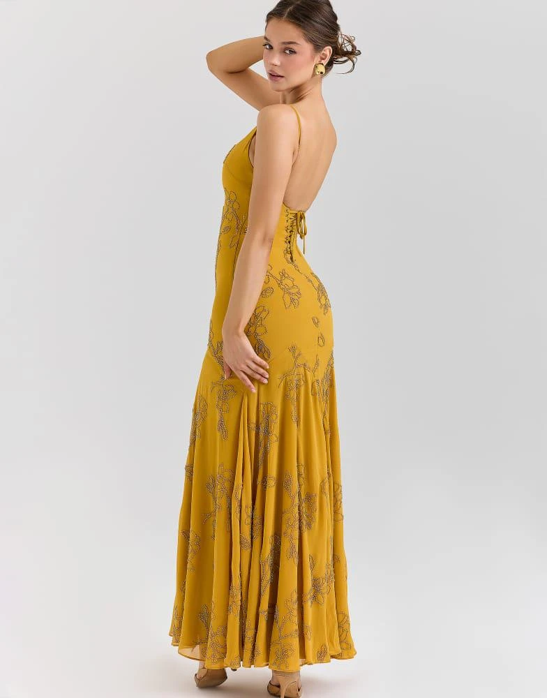 chinese dress ladies Gabriela Gold Crystal Embellished Maxi Dress (Final Sale-US Only), S / Gold