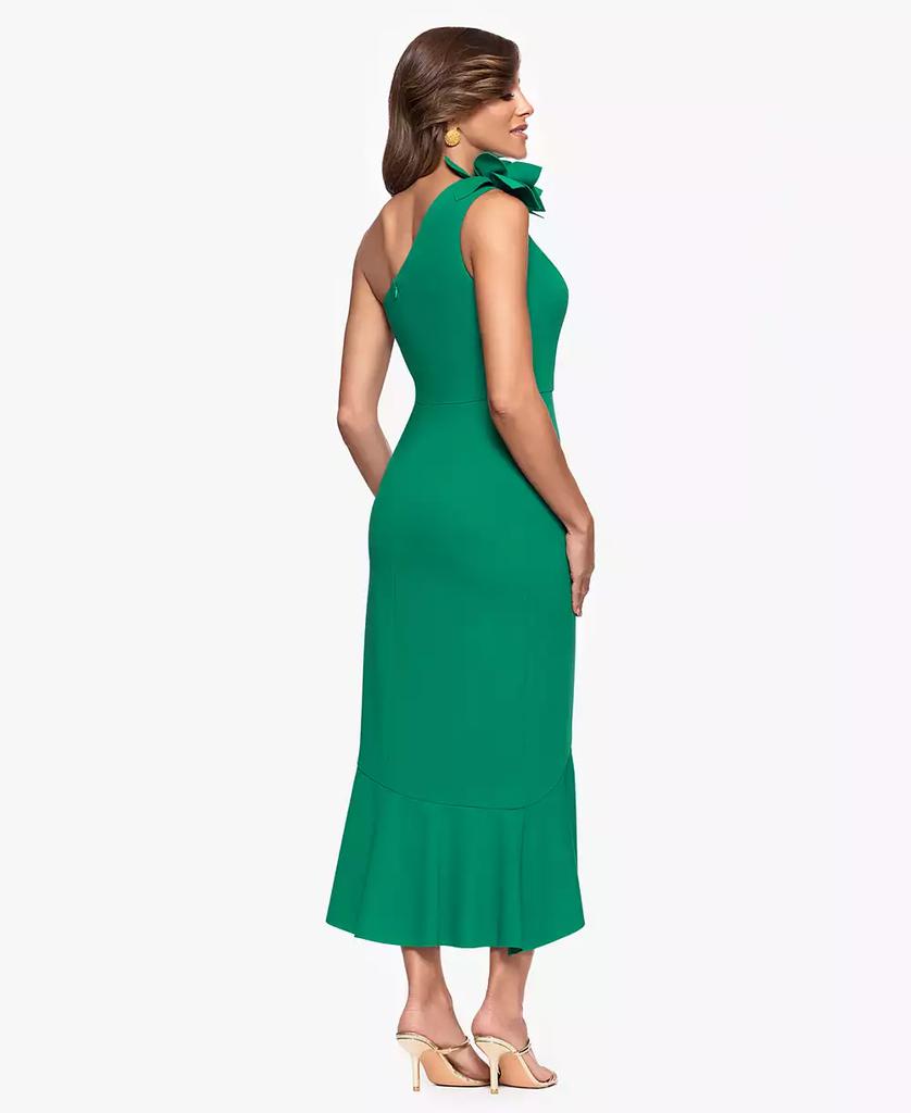 XSCAPE Petite Asymmetrical One-Shoulder Ruffled Midi Dress