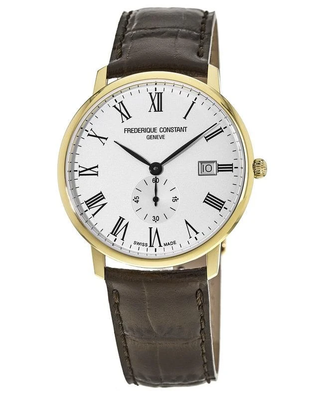 Frederique Constant Frederique Constant Slimline White Dial Brown Leather Men's Watch FC-245WR5S5 1