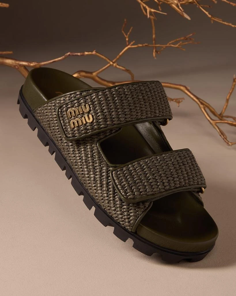 Miu Miu Raffia Dual-Grip Comfort Sandals 6
