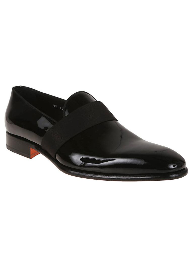 Santoni Patent Leather Moccasin With Tapered Toe Design