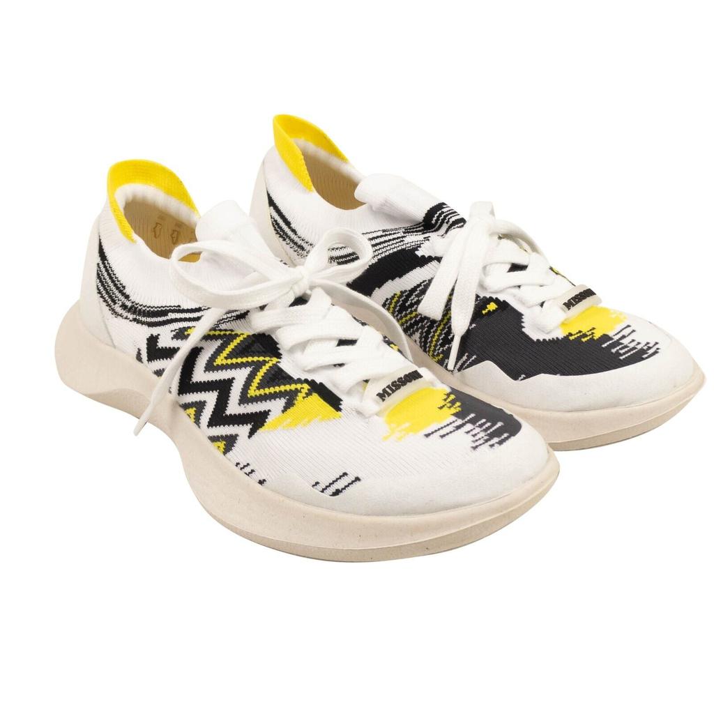 Missoni White And Black ACBC Fly Knit Chevron Low Top Sneakers