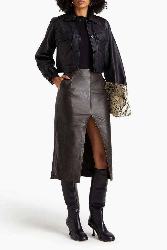 Muubaa Mallory leather midi skirt