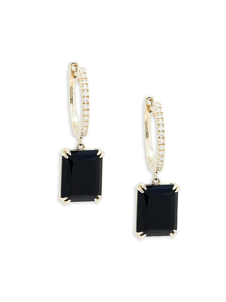 Effy 14K Yellow Gold, 0.09 TCW Diamond 
Black Onyx Earrings