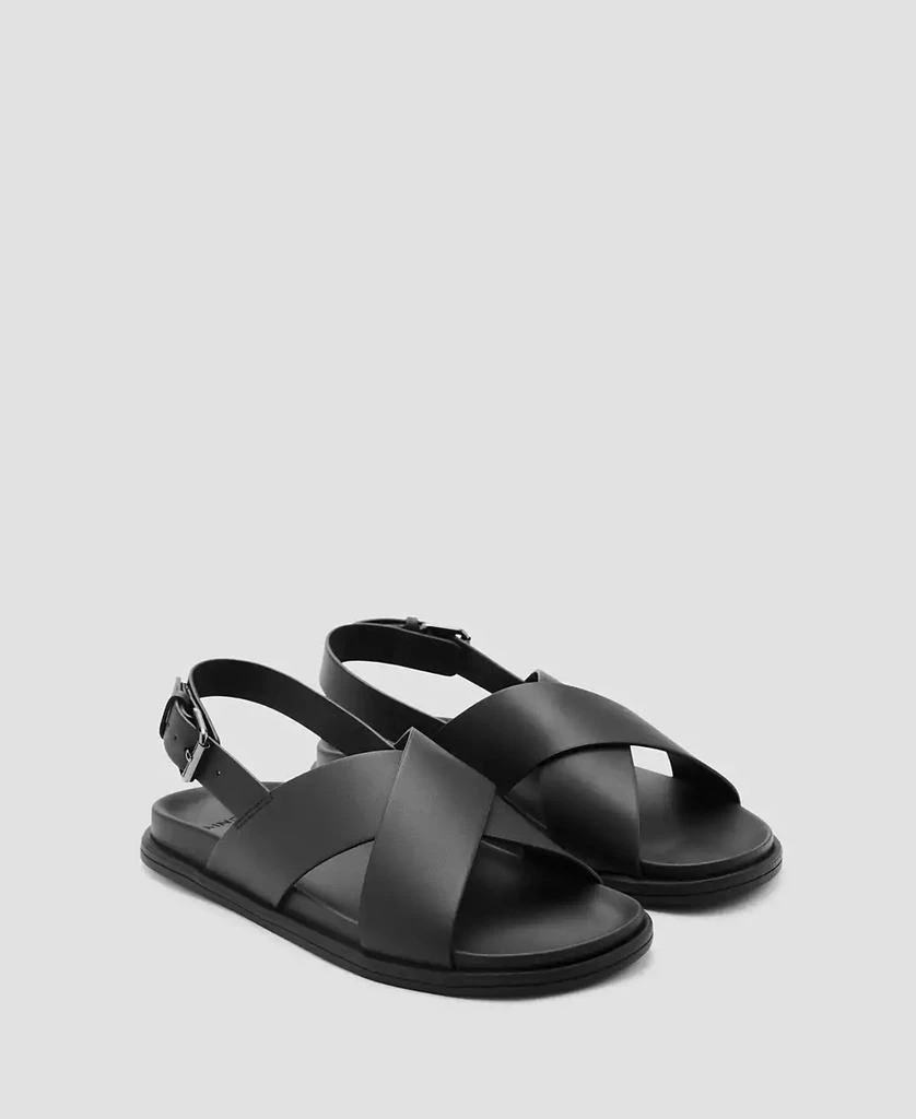 Mango Men's Leather Crossed Strap Sandals 1