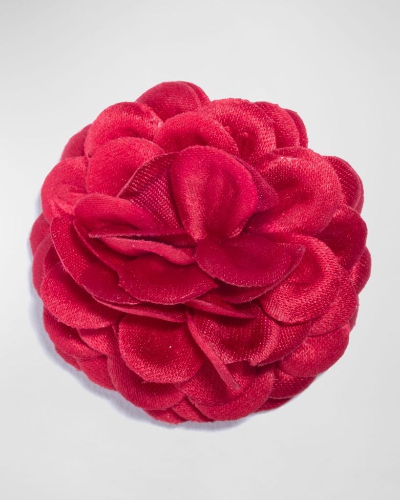Hook + Albert Satin Dahlia Lapel Flower, Red