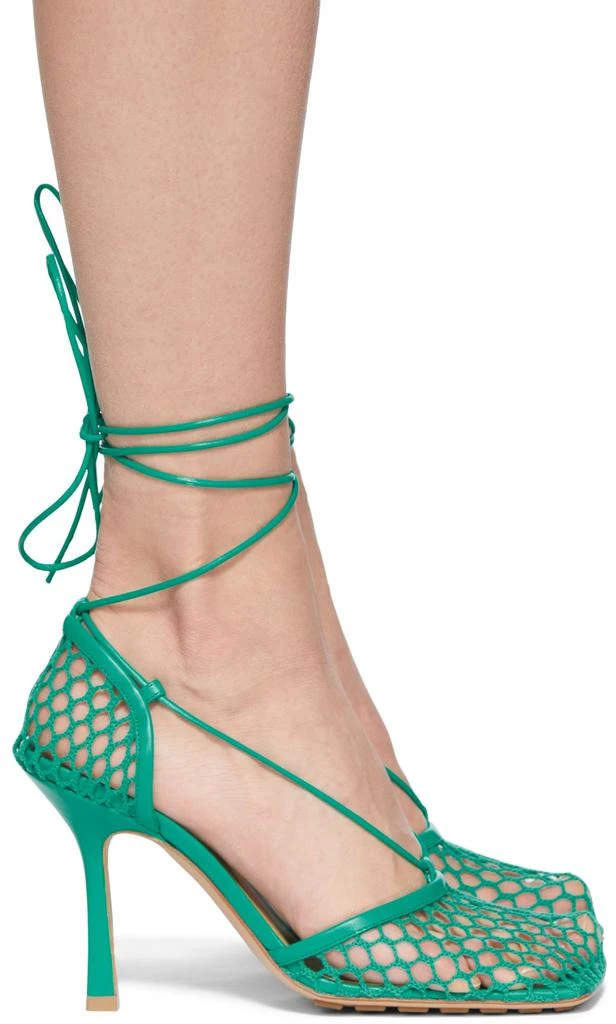 Bottega Veneta Green Stretch Web Heels 1