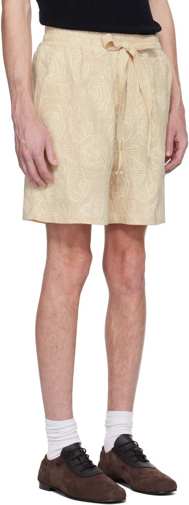 CMMN SWDN Beige Enzo Embroidered Shorts