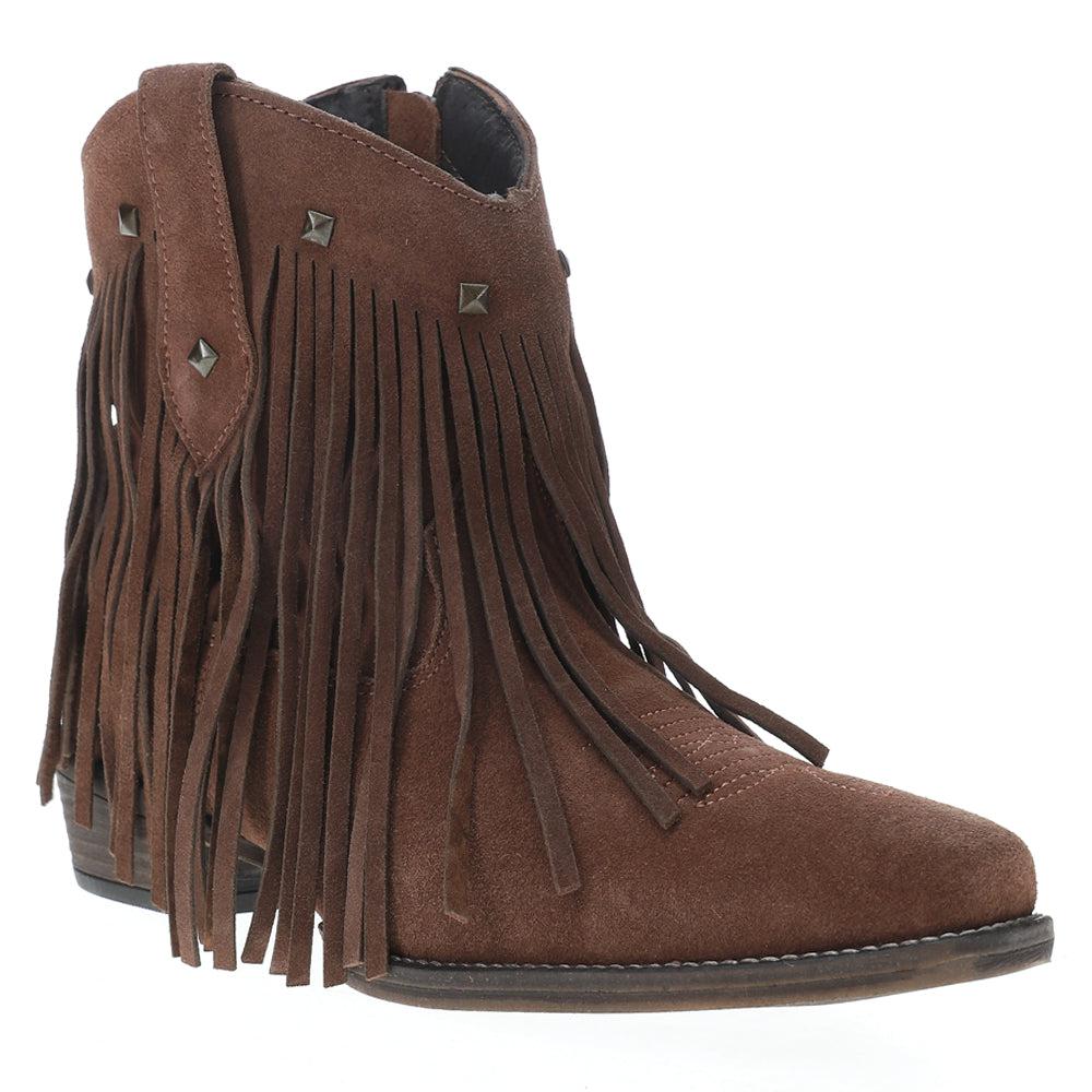 Roper Dusty Fringe Studded Snip Toe Cowboy Booties