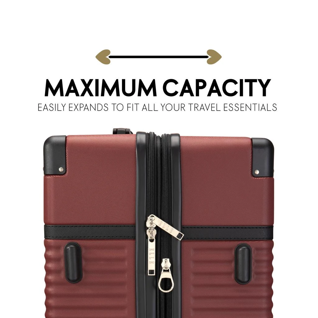 ELLE Belleville 3 Piece Expandable Retro Spinner Luggage Set | Burgundy 3