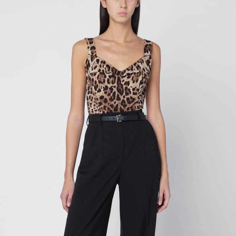 Dolce 
Gabbana Charmeuse bustier with leopard print 1