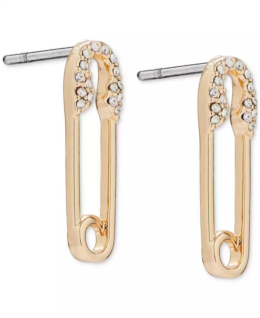 Lucky Brand Gold-Tone Pavé Safety Pin Drop Earrings 4