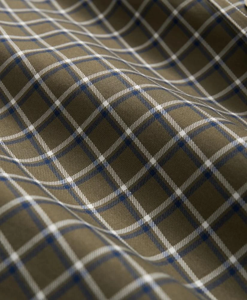 Brooks Brothers Stretch Supima® Cotton Non-Iron Twill Polo Button Down Collar Windowpane Shirt 3