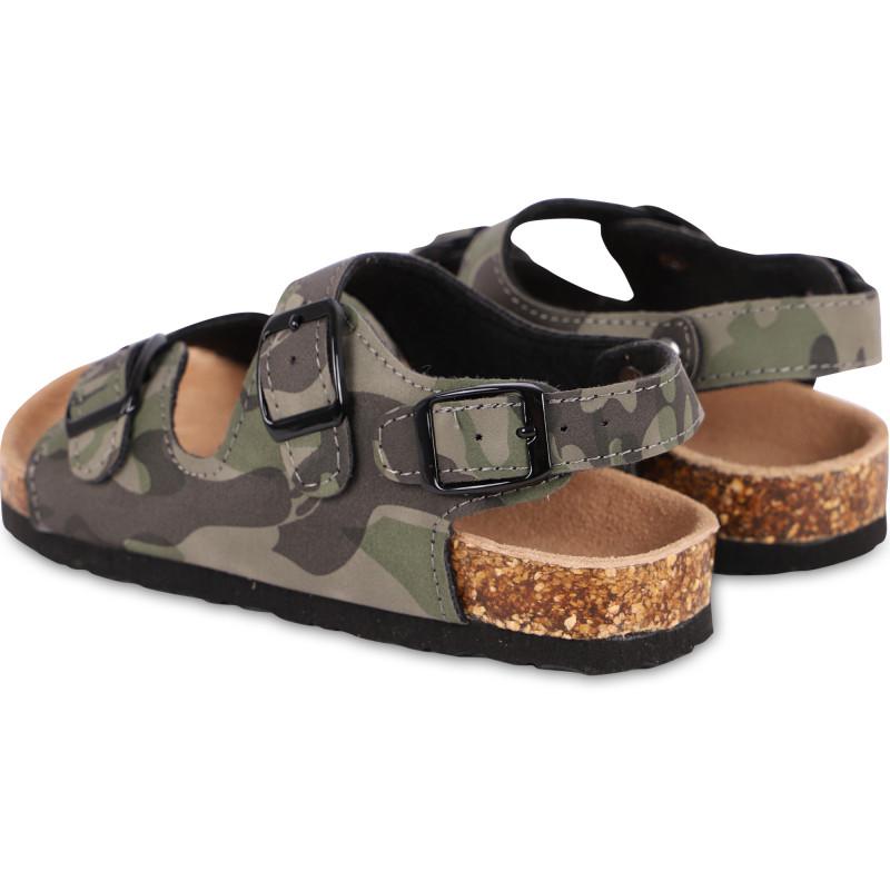 COLORS OF CALIFORNIA Camo print buckle straps sandals in green