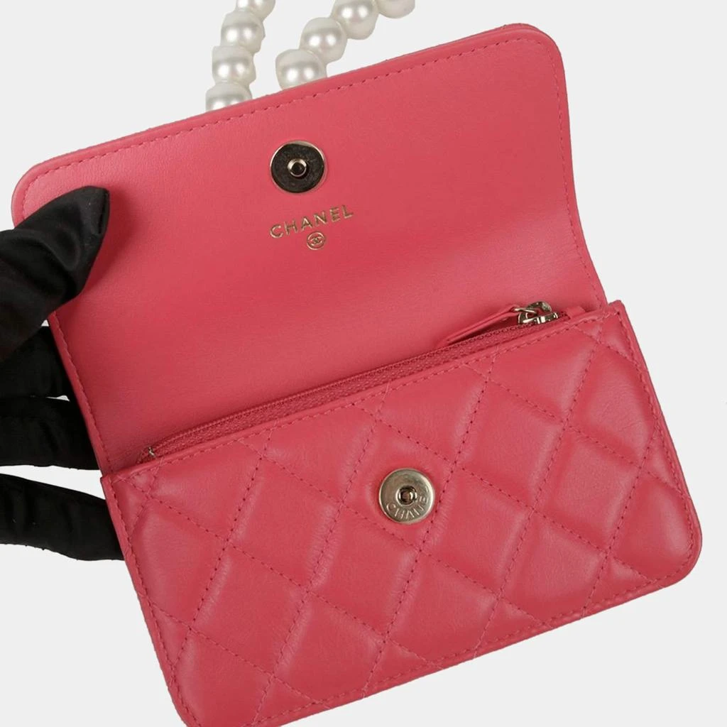 Chanel Chanel Pink Leather Pearl Mini Wallet On Chain 7
