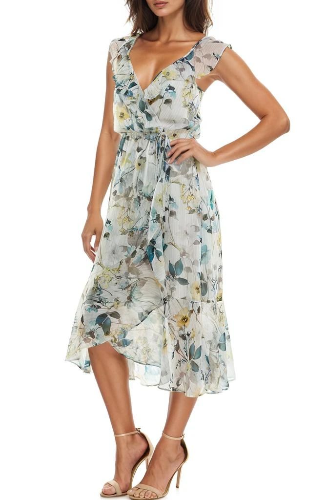 Socialite Ruffle Faux Wrap Chiffon Midi Dress 6