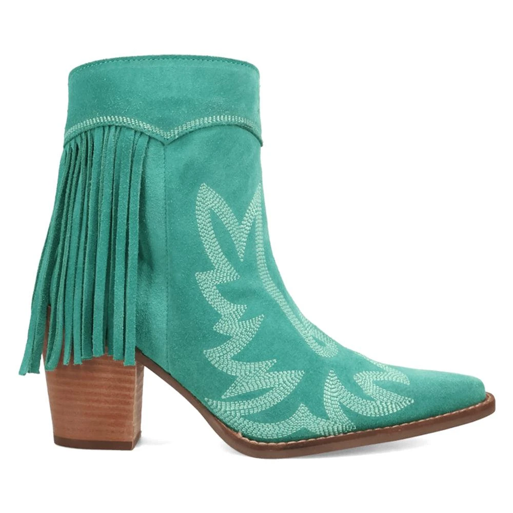 Dingo Wild Sage Fringe Snip Toe Zippered Cowboy Booties 1