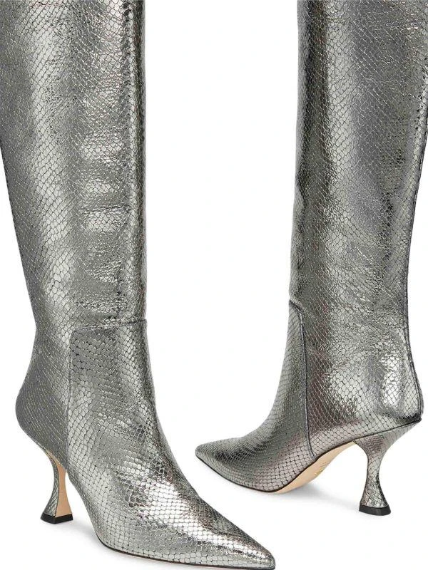 Stuart Weitzman 85MM Xcurve Python-Embossed Leather Knee High Boots 2