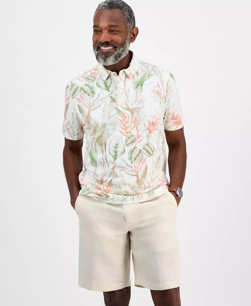 Club Room Men's Hero Short Sleeve Leaf Print Polo Shirt, Exclusively at Macy's