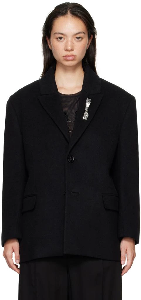 BLUMARINE Black Bijoux Pin Blazer