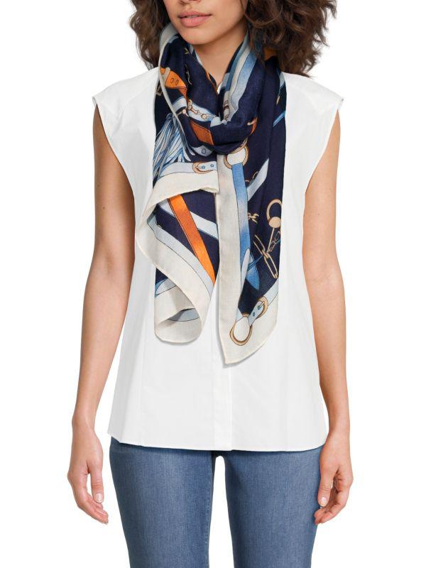 La Fiorentina Chain Print Satin Scarf