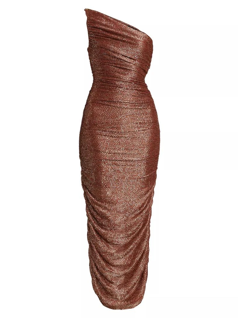 Sabina Musáyev Melissa Metallic Ruched One-Shoulder Maxi Dress 1