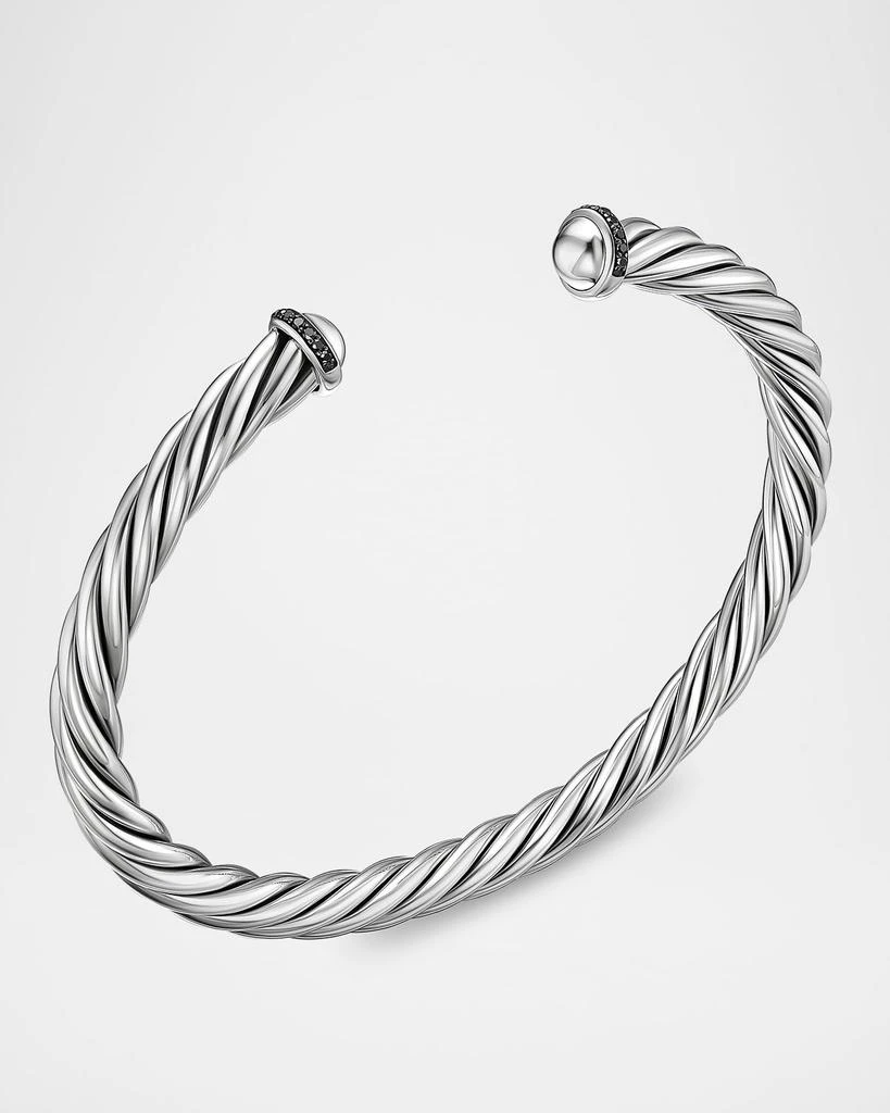 David Yurman Men's Cable Cuff Bracelet in Silver with Diamonds, 6mm 2