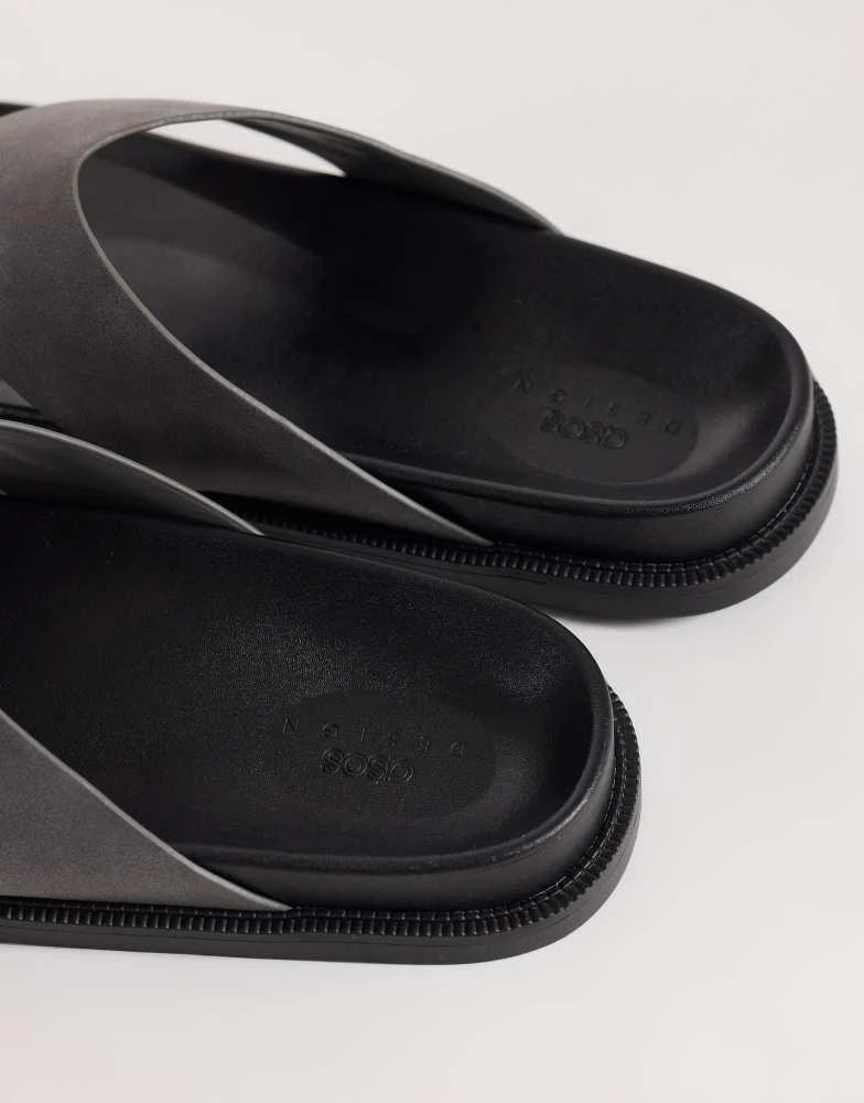 ASOS ASOS DESIGN classic flip flops in charcoal 3