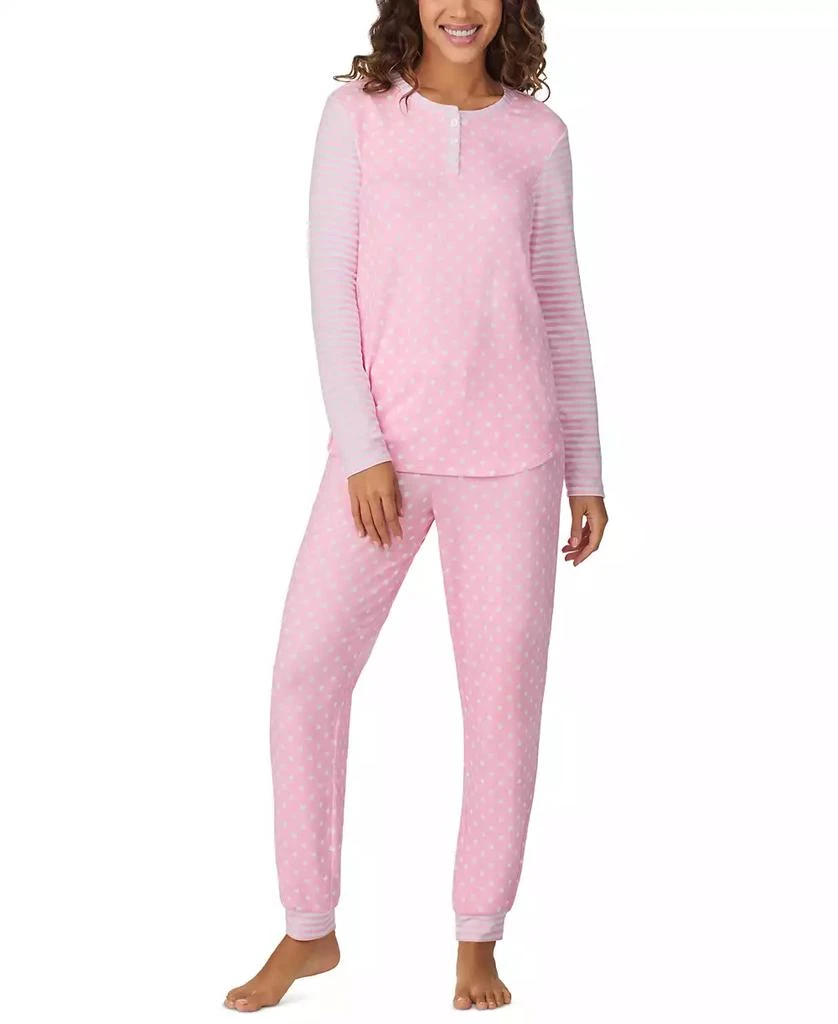 Cuddl Duds Women's Printed Button-Front Jogger Pajama Set 1