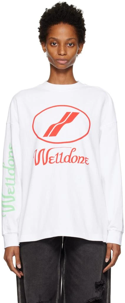 We11done White Print Long Sleeve T-Shirt 1