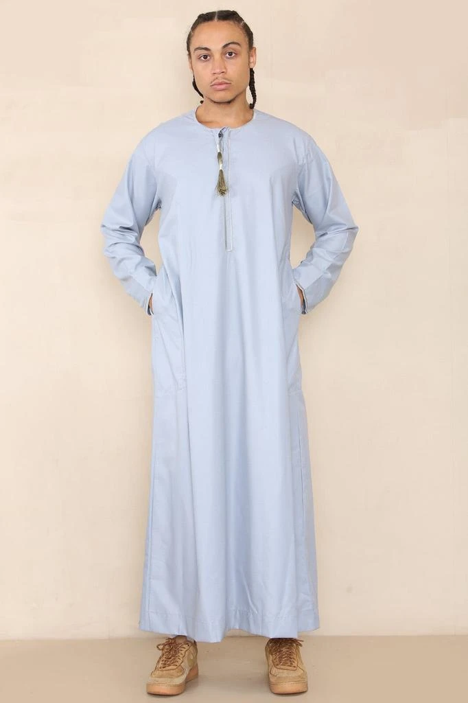 Arabic Thobes Mens Blue Thobe Jubba Saudi Islamic Arab Eid Emirati Kaftan Jubbah Tassel Robe