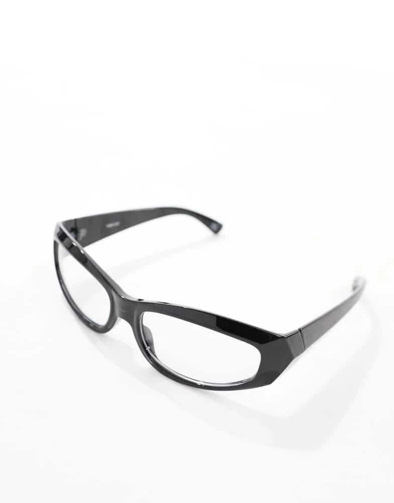 ASOS ASOS DESIGN racer sunglasses with clear lens in black 2