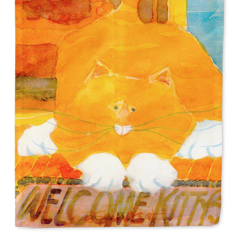 Caroline's Treasures 28 x 40 in. Polyester Big Orange Cat Welcome Flag Canvas House Size 2-Sided Heavyweight