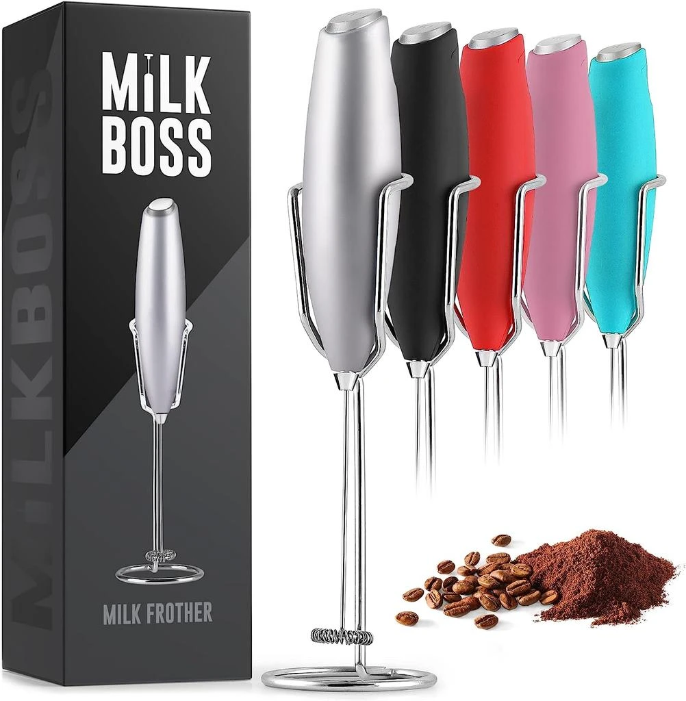 Zulay Kitchen Milk Boss Powerful Milk Frother Handheld With Upgraded Holster Stand 7